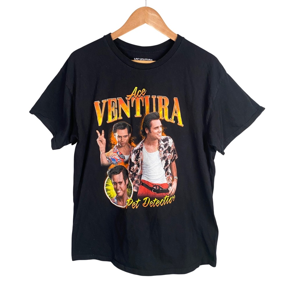Vtg‎ Ace Ventura Pet Detective Movie Graphic T Shirt Black Jim Carrey Large 90s